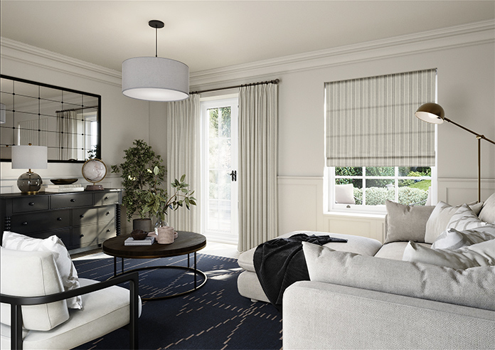 Castelle Stripe, Dove Grey - Roman Blind - Image 6